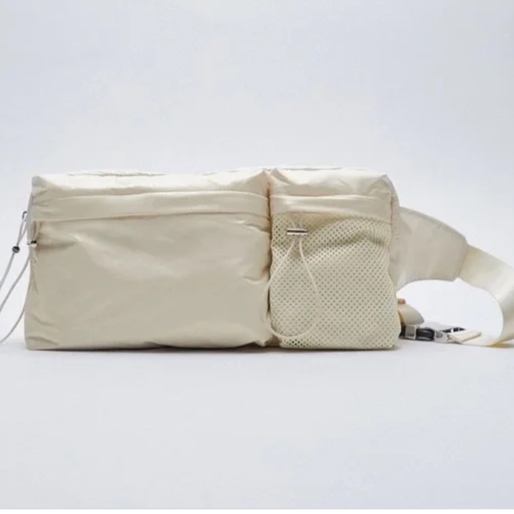 Zara Off White Technical Fabric Belt Bagp